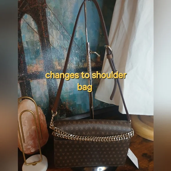 NEW!! DKNY Signature Logo Brown Bryant Flap Over Shoulder Bag/crossbody/ Clutch - Picture 14 of 17